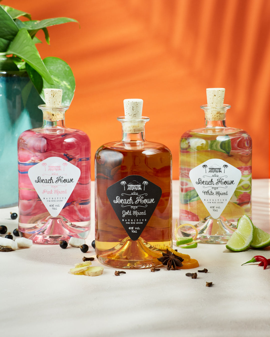 Coffret cadeau Beach House – 3 rhums épicés de l'Île Maurice : Spiced White, Gold et Pink Spiced