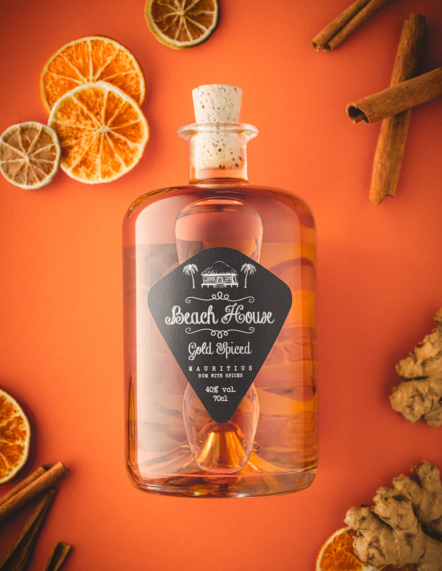 Bouteille Beach House Gold Spiced Rum, rhum épicé de l'Île Maurice, 70cl