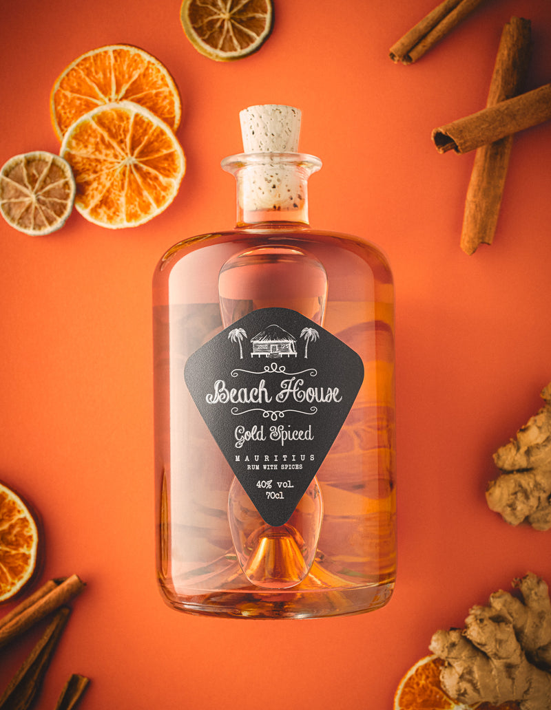Bouteille Beach House Gold Spiced Rum, rhum épicé de l'Île Maurice, 70cl